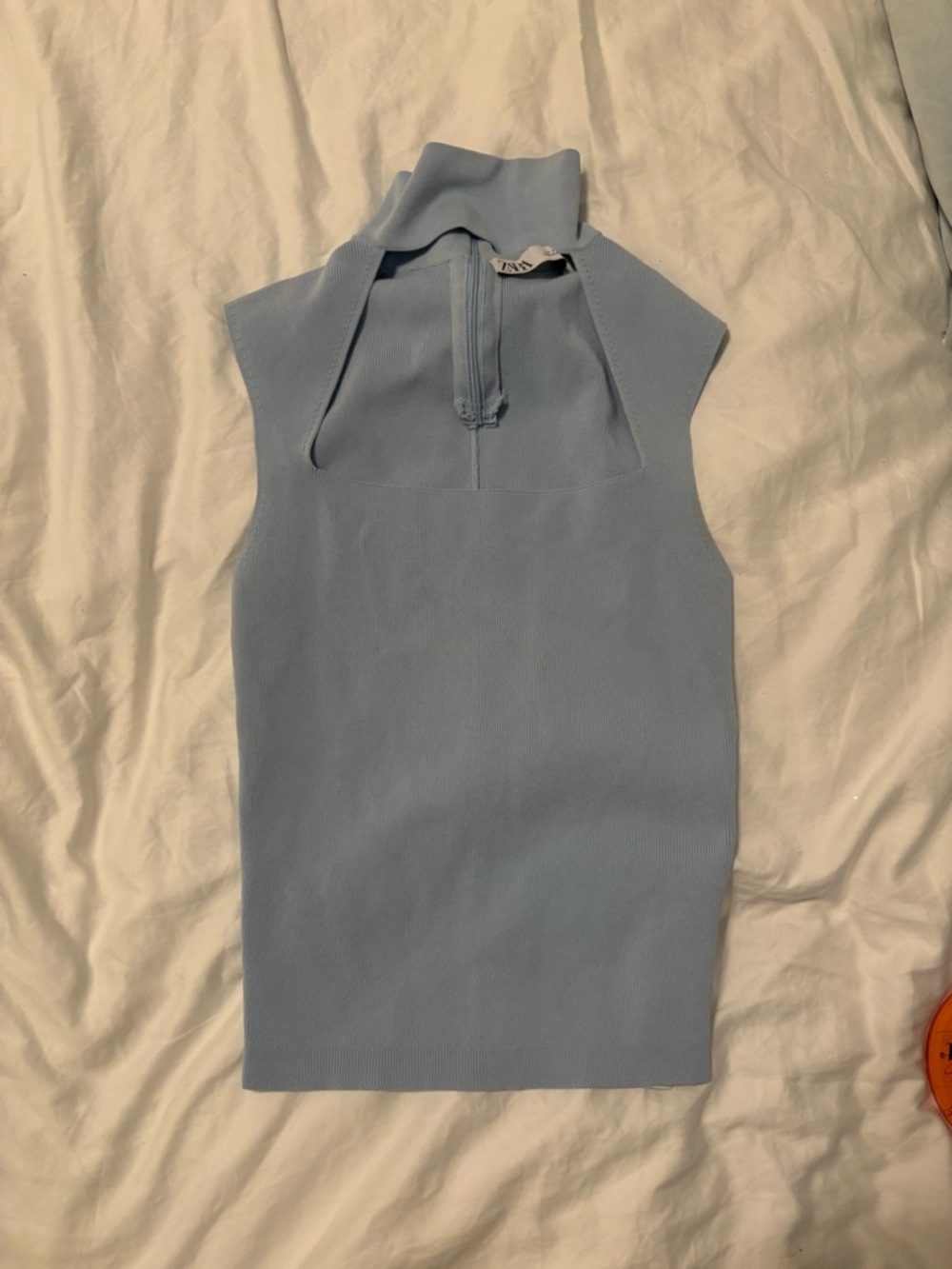 Zara Light Blue Mock Neck Sleeveless Tank